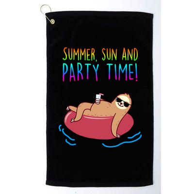 Summer Sun And Party Time Sloth Loungin Platinum Collection Golf Towel