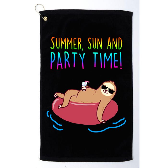 Summer Sun And Party Time Sloth Loungin Golf Towel
