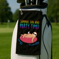 Summer Sun And Party Time Sloth Loungin Golf Towel