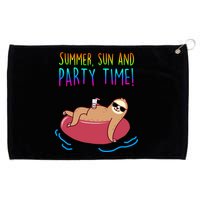 Summer Sun And Party Time Sloth Loungin Grommeted Golf Towel