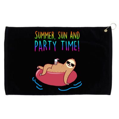 Summer Sun And Party Time Sloth Loungin Grommeted Golf Towel