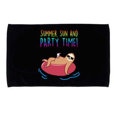 Summer Sun And Party Time Sloth Loungin Microfiber Hand Towel