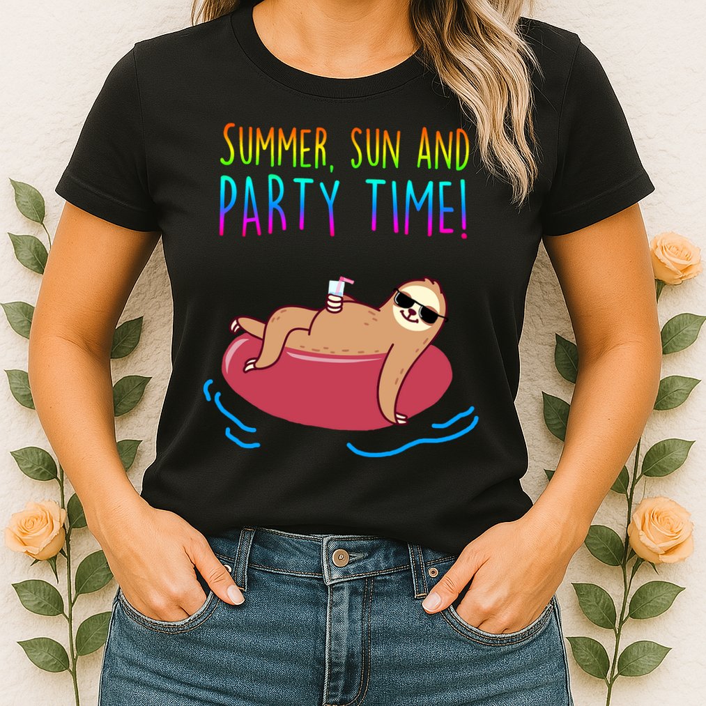 Summer Sun And Party Time Sloth Loungin Womens T-Shirt