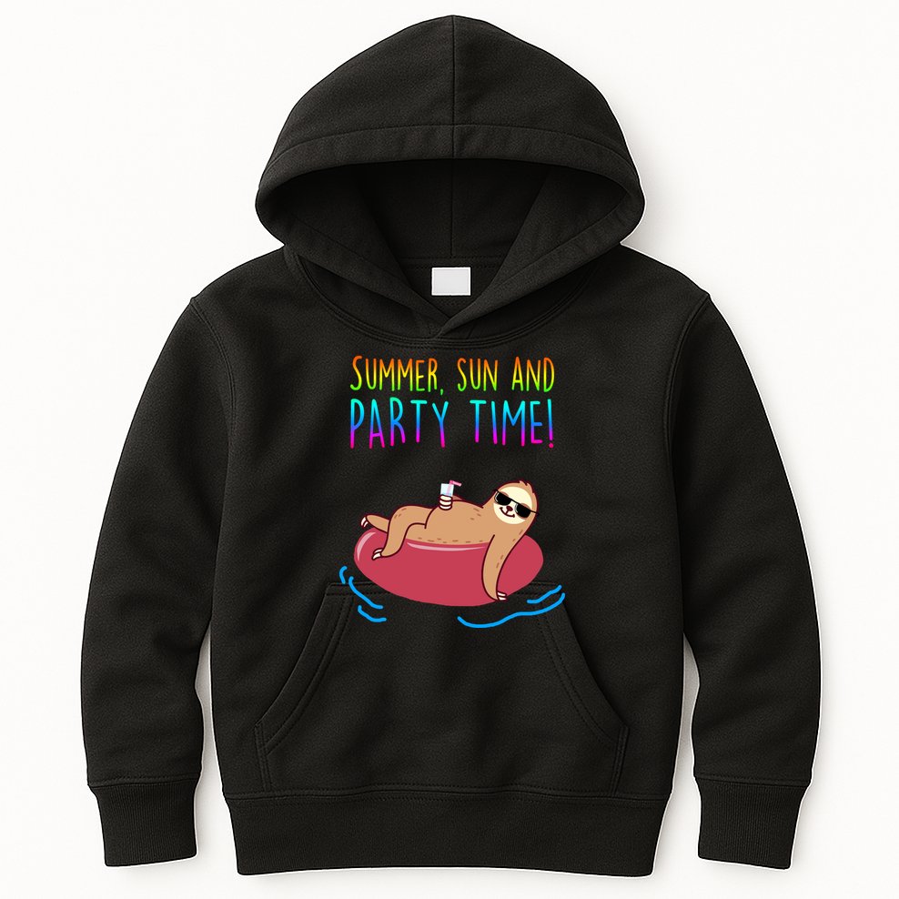 Summer Sun And Party Time Sloth Loungin Kids Hoodie