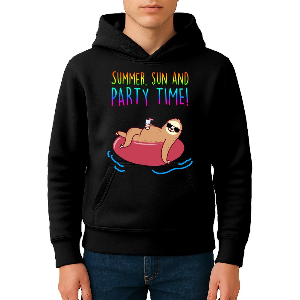 Summer Sun And Party Time Sloth Loungin Kids Hoodie