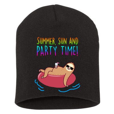 Summer Sun And Party Time Sloth Loungin Short Acrylic Beanie