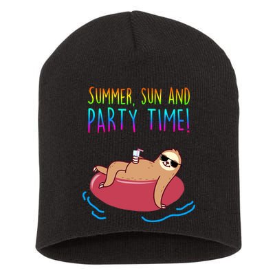 Summer Sun And Party Time Sloth Loungin Short Acrylic Beanie