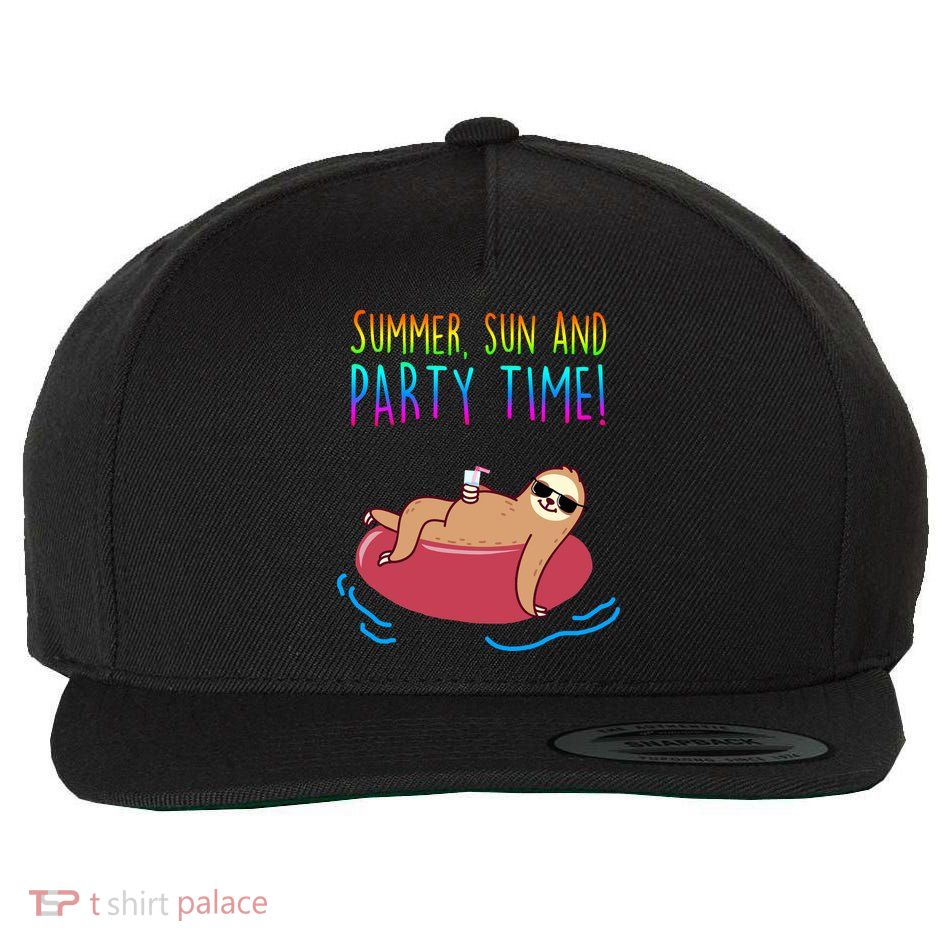 Summer Sun And Party Time Sloth Loungin Wool Snapback Cap