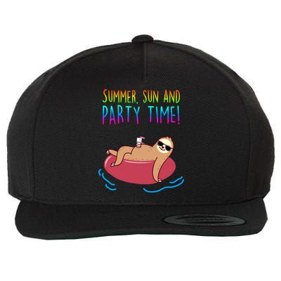 Summer Sun And Party Time Sloth Loungin Wool Snapback Cap