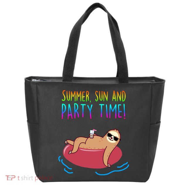 Summer Sun And Party Time Sloth Loungin Zip Tote Bag