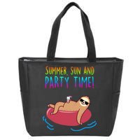 Summer Sun And Party Time Sloth Loungin Zip Tote Bag