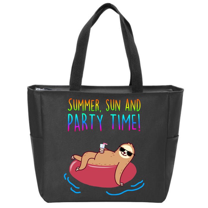 Summer Sun And Party Time Sloth Loungin Zip Tote Bag