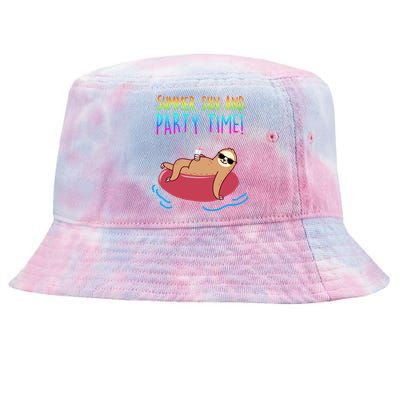 Summer Sun And Party Time Sloth Loungin Tie-Dyed Bucket Hat