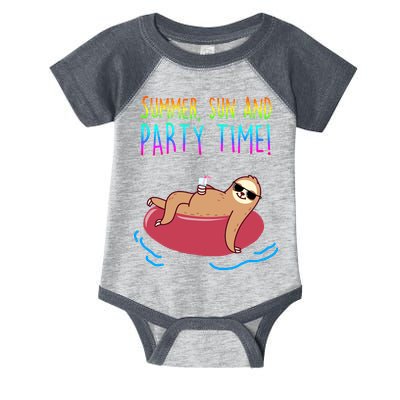 Summer Sun And Party Time Sloth Loungin Infant Baby Jersey Bodysuit