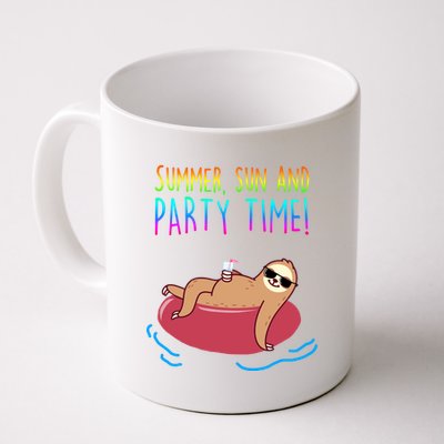 Summer Sun And Party Time Sloth Loungin Coffee Mug