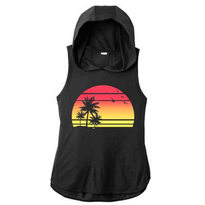 Summer Sunset Ladies PosiCharge Tri-Blend Wicking Draft Hoodie Tank