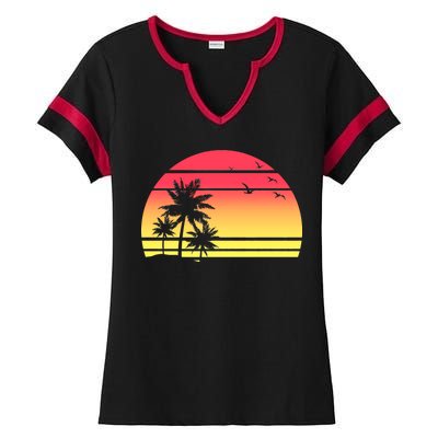 Summer Sunset Ladies Halftime Notch Neck Tee