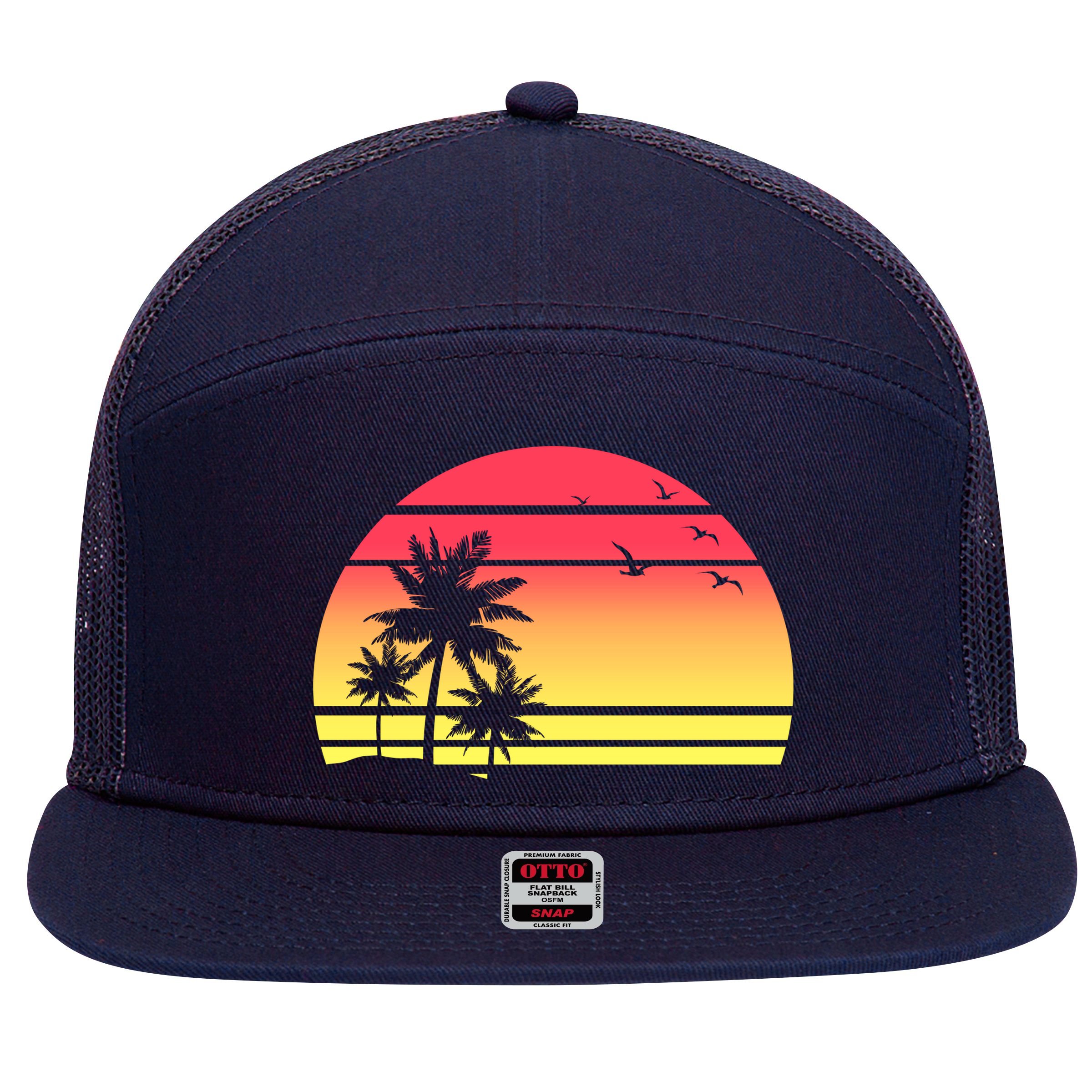 Summer Sunset 7 Panel Mesh Trucker Snapback Hat