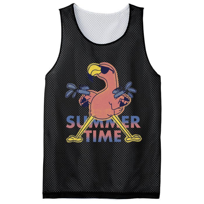 Summer Time Flamingo Mesh Reversible Basketball Jersey Tank