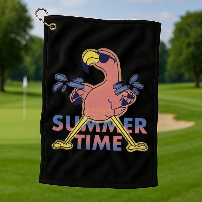 Summer Time Flamingo Golf Towel