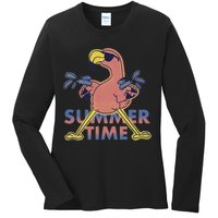 Summer Time Flamingo Ladies Long Sleeve Shirt