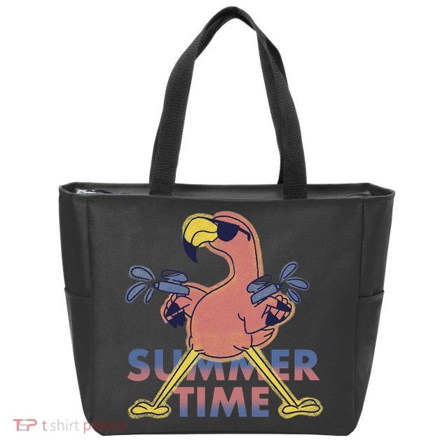 Summer Time Flamingo Zip Tote Bag