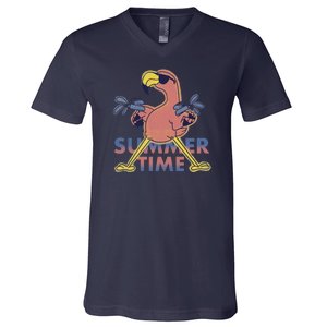 Summer Time Flamingo V-Neck T-Shirt