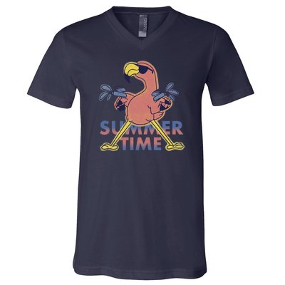 Summer Time Flamingo V-Neck T-Shirt