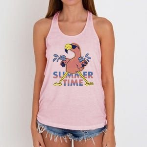 Summer Time Flamingo Women's Knotted Racerback Tank