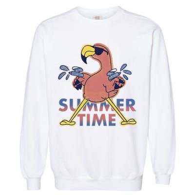 Summer Time Flamingo Garment-Dyed Sweatshirt