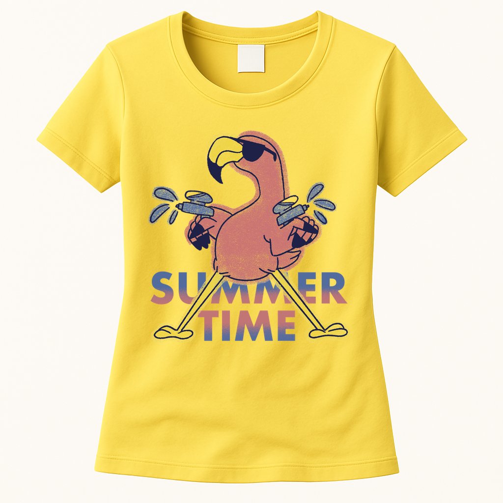Summer Time Flamingo Womens T-Shirt