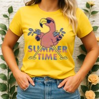 Summer Time Flamingo Womens T-Shirt