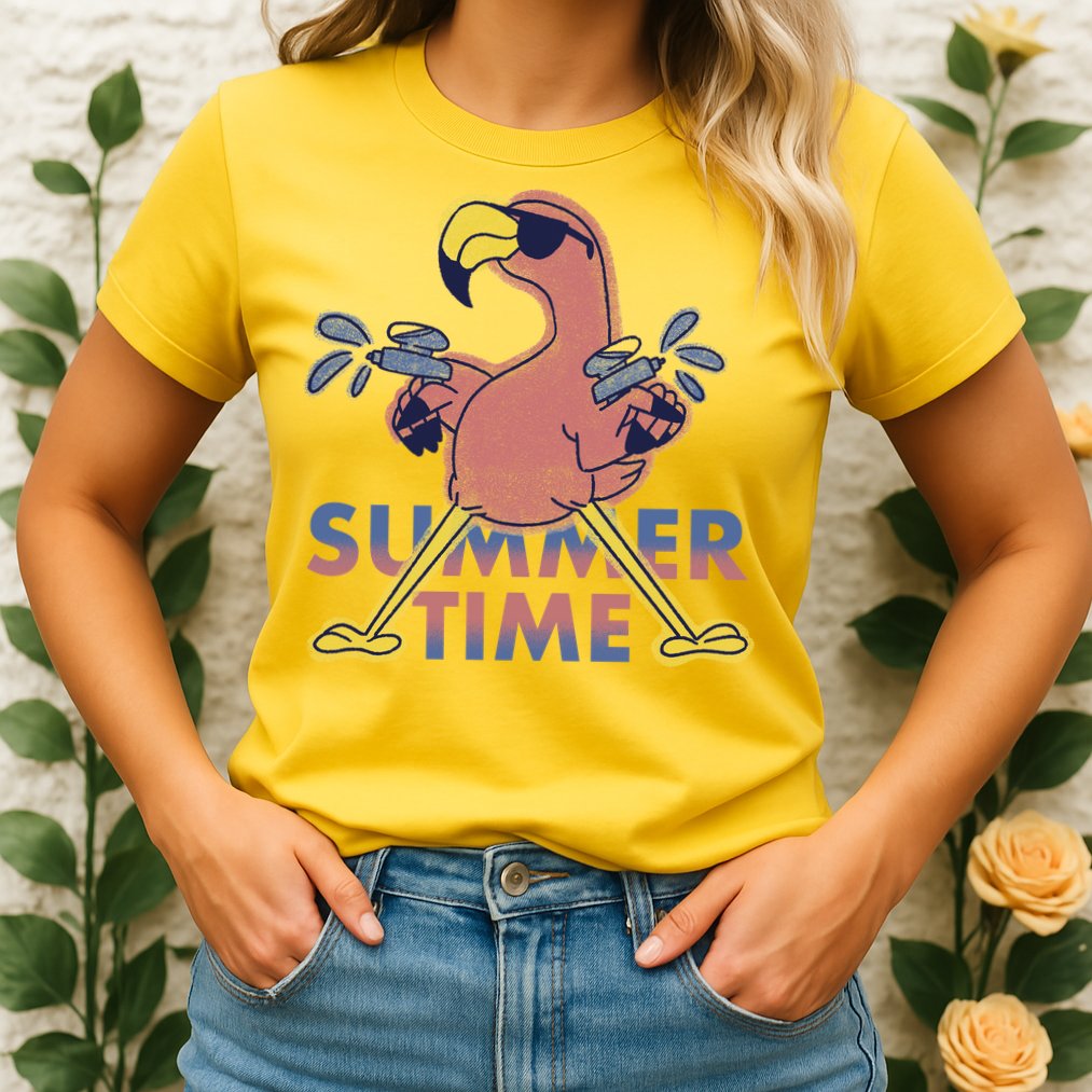 Summer Time Flamingo Womens T-Shirt