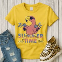 Summer Time Flamingo Womens T-Shirt