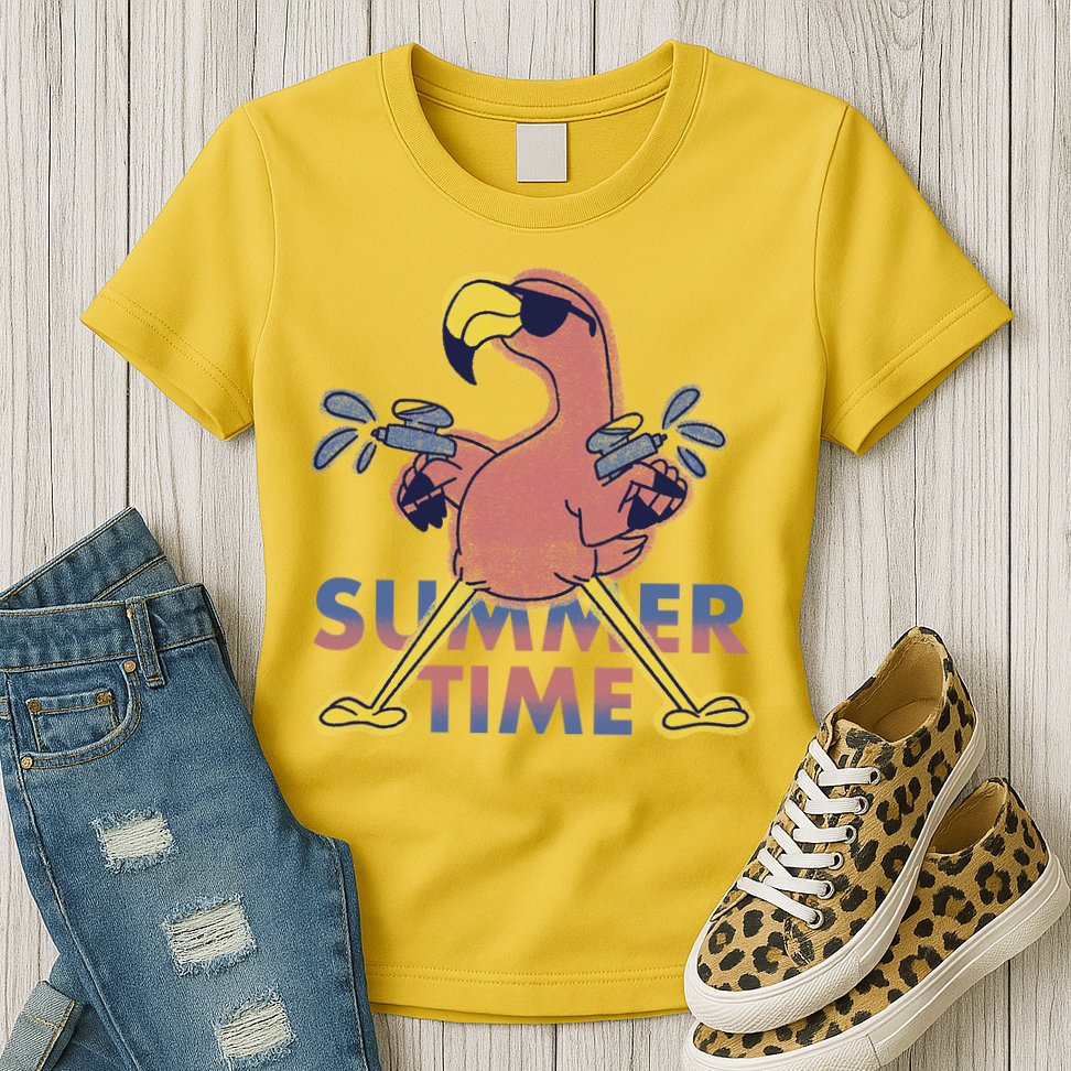 Summer Time Flamingo Womens T-Shirt