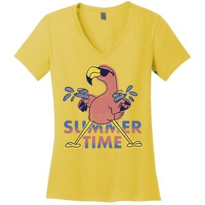 Summer Time Flamingo Women's V-Neck T-Shirt