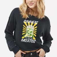 Summers Are Made For Mojitos Cropped Pullover Crew