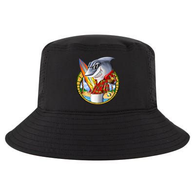 Summertime Beach Shark Surfing Cool Comfort Performance Bucket Hat