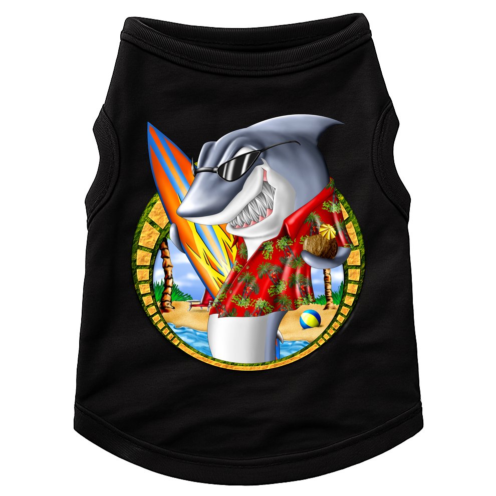 Summertime Beach Shark Surfing Doggie Tank