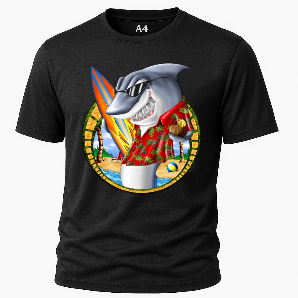 Summertime Beach Shark Surfing Performance Shirt
