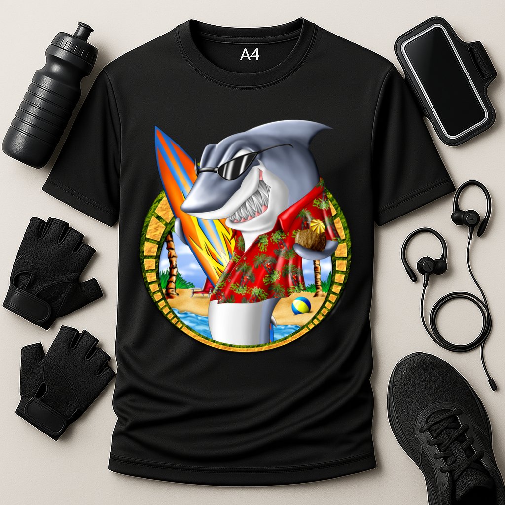 Summertime Beach Shark Surfing Performance Shirt
