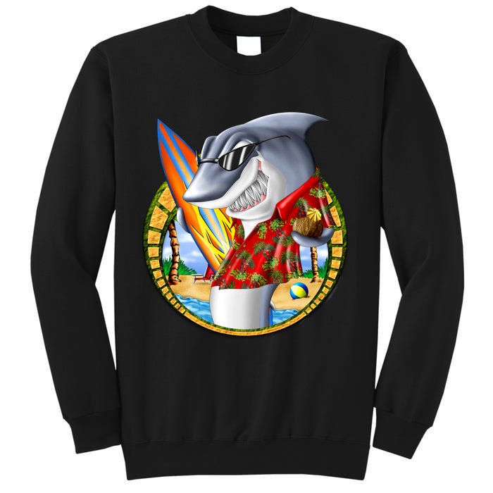 Summertime Beach Shark Surfing Sweatshirt