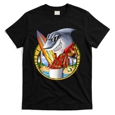 Summertime Beach Shark Surfing T-Shirt
