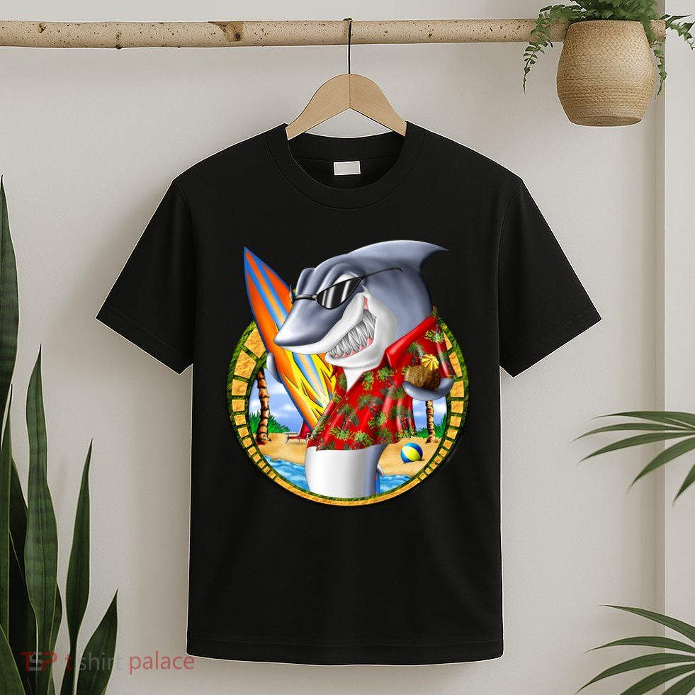 Summertime Beach Shark Surfing T-Shirt
