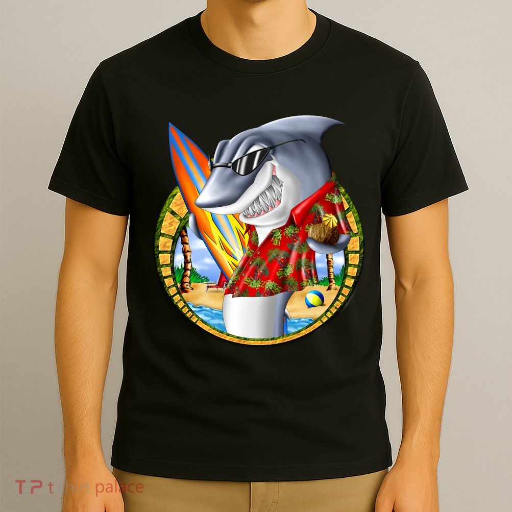 Summertime Beach Shark Surfing T-Shirt