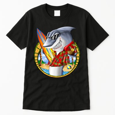Summertime Beach Shark Surfing Tall T-Shirt
