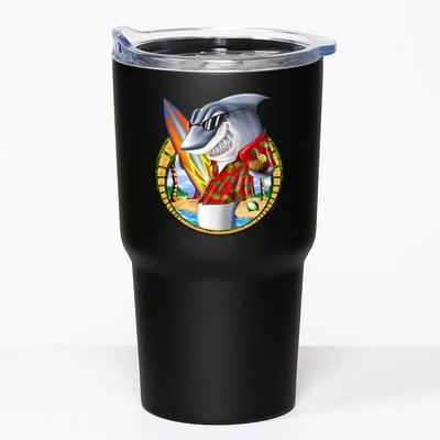 Summertime Beach Shark Surfing Tumbler