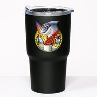 Summertime Beach Shark Surfing Tumbler