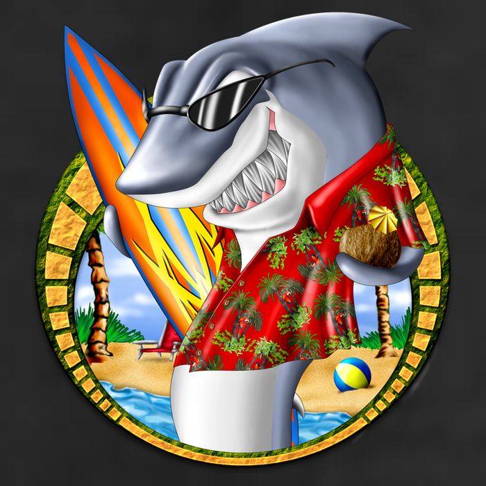 Summertime Beach Shark Surfing Tumbler