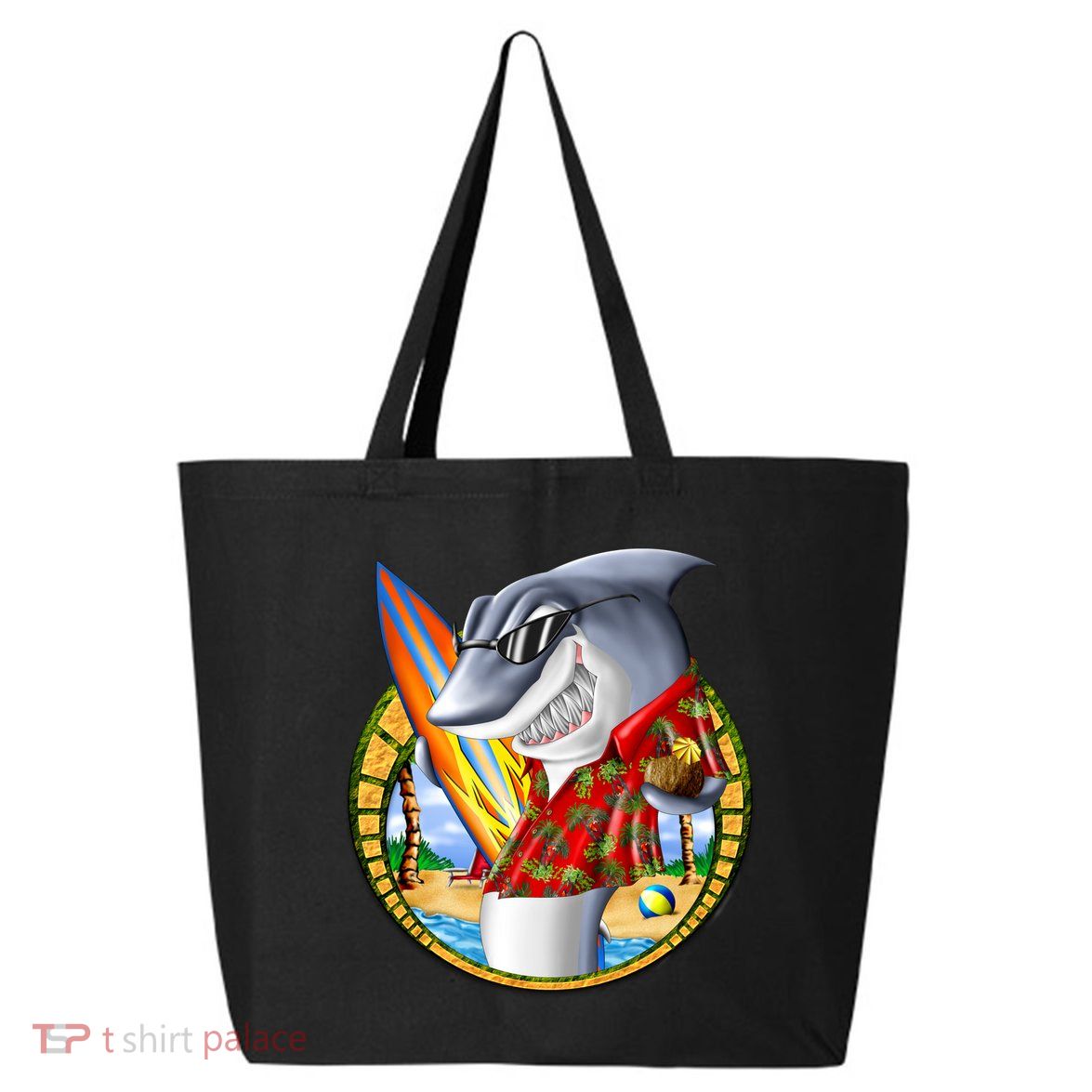 Summertime Beach Shark Surfing 25L Jumbo Tote
